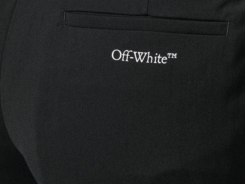 OFF-WHITE Flared Cut Here Print Pants Black/White