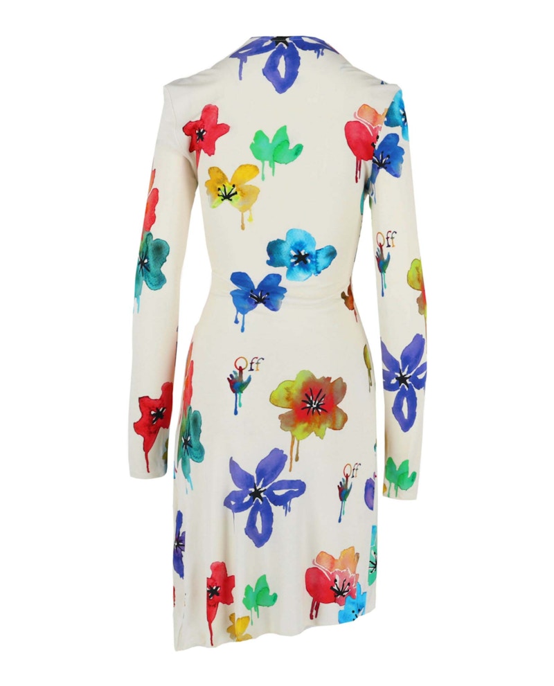 OFF-WHITE Floral Draped Midi Dress Multi