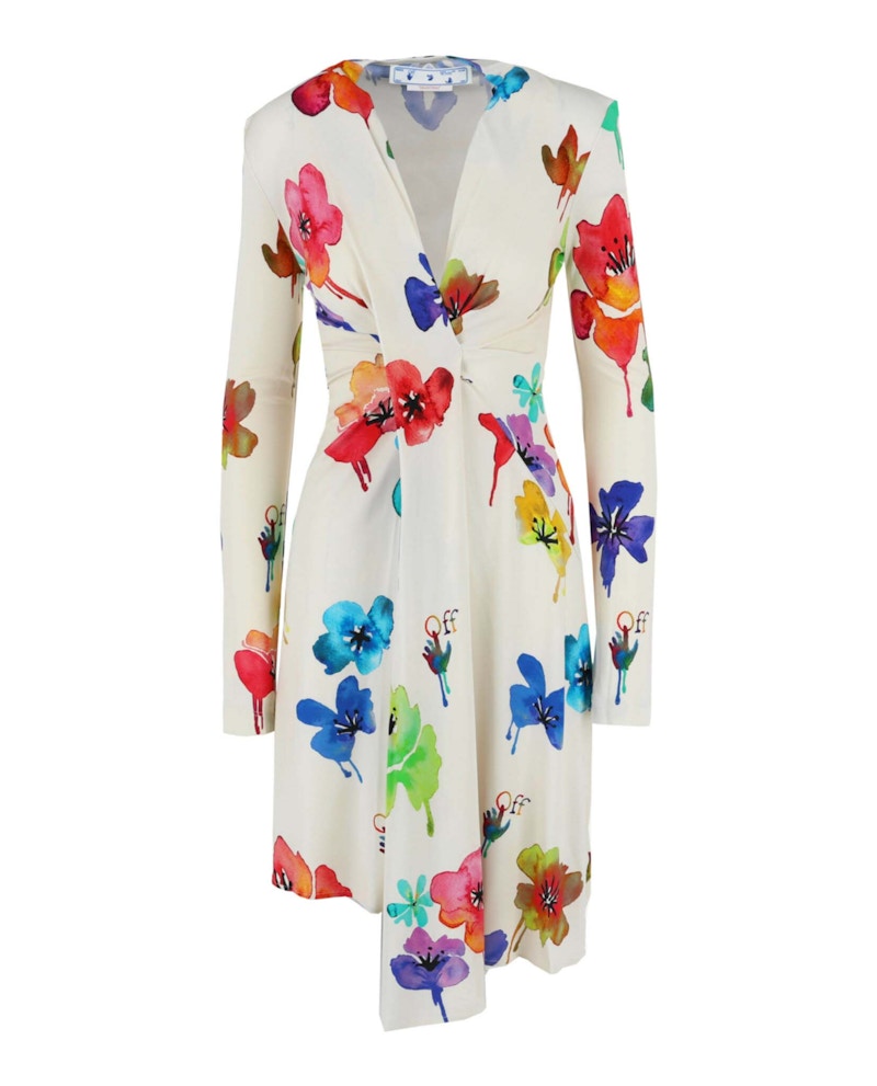 OFF-WHITE Floral Draped Midi Dress Multi