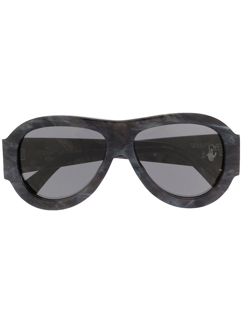 OFF-WHITE Frida Pilot Sunglasses Dark Grey Marble/White (OWRI020F20PLA0010700)