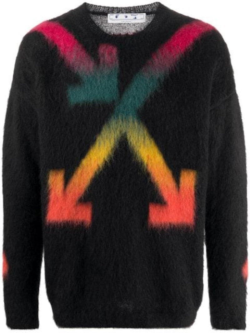 OFF-WHITE Fuzzy Arrows Knit Sweater Black/Rainbow