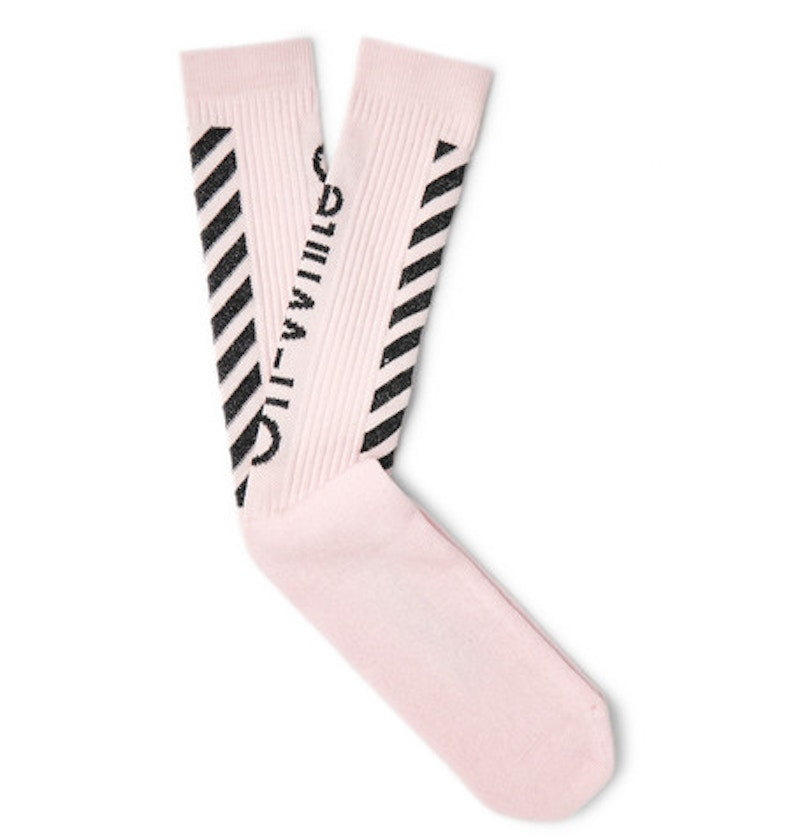 OFF-WHITE Glittered Diag Logo Intarsia Stretch Socks (SS19) Pink/Black