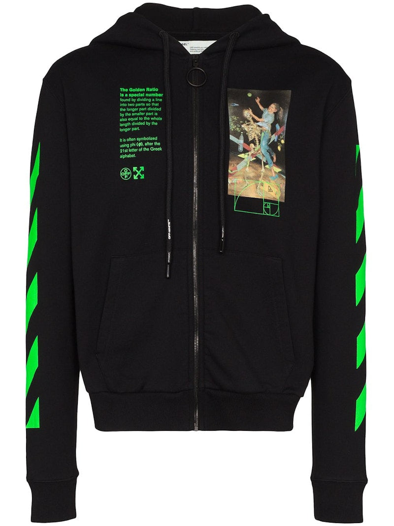 OFF-WHITE Golden Ratio Graphic Zip Up Hoodie Black/Green