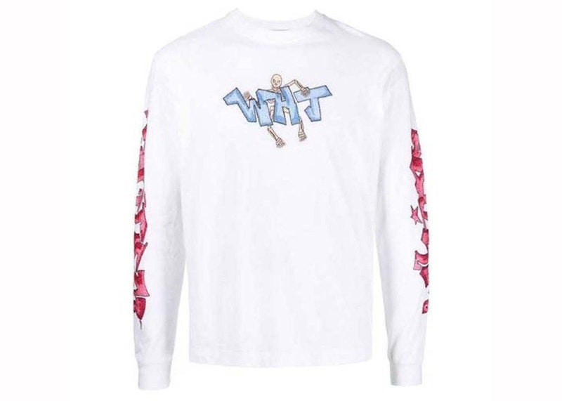 OFF-WHITE Graff Wht Pupp Skate Long Sleeve T-shirt White