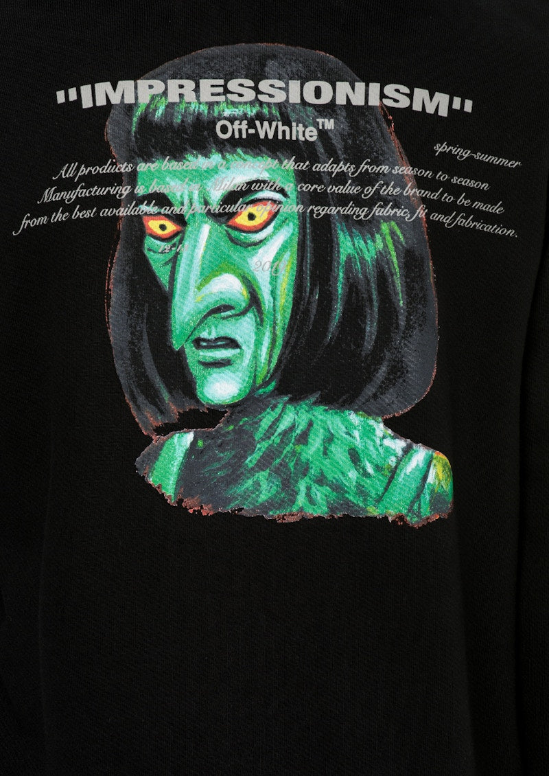 OFF-WHITE Green Man' Graphic Print Zip Up Hoodie Black/Multicolor