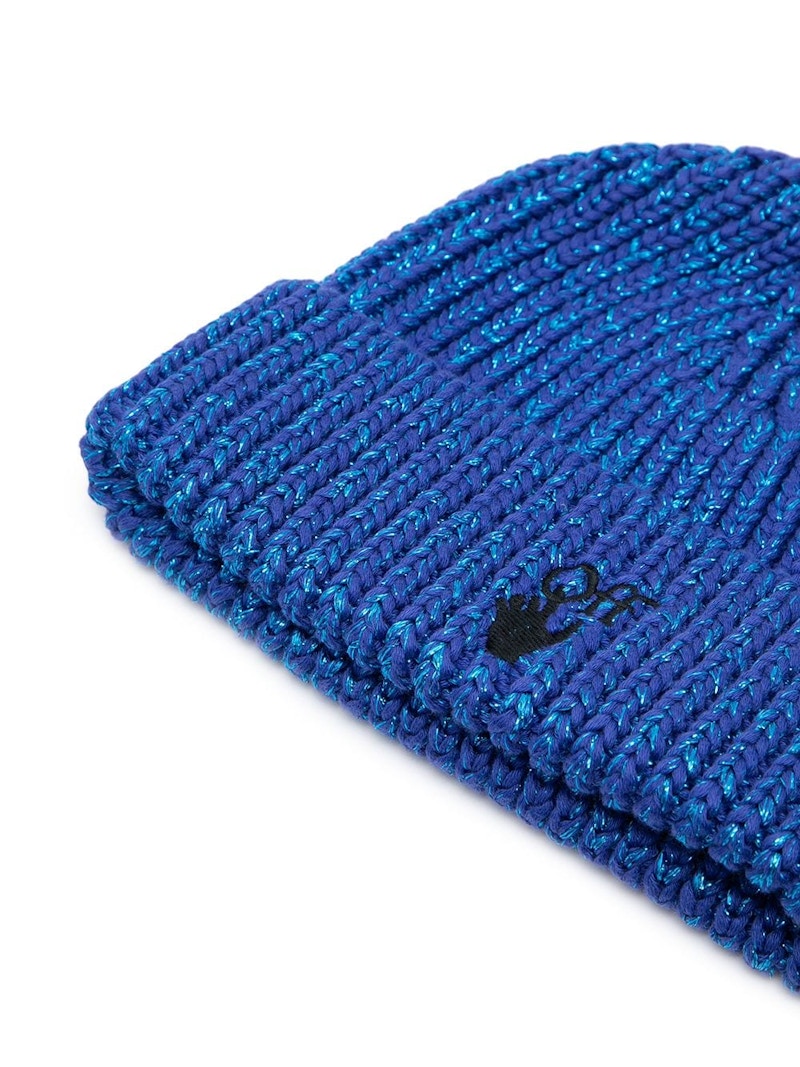 OFF-WHITE Hand Embroidered Ribbed Beanie Blue/Black
