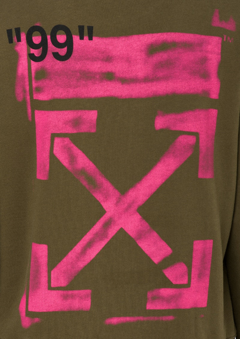 OFF-WHITE Impressionism' Diag Stencil Sweatshirt Army Green/Pink/Black