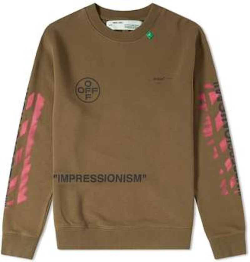 OFF-WHITE Impressionism' Diag Stencil Sweatshirt Army Green/Pink/Black