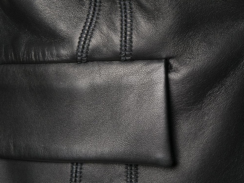 OFF-WHITE Leather Fitted Blazer Jacket Black