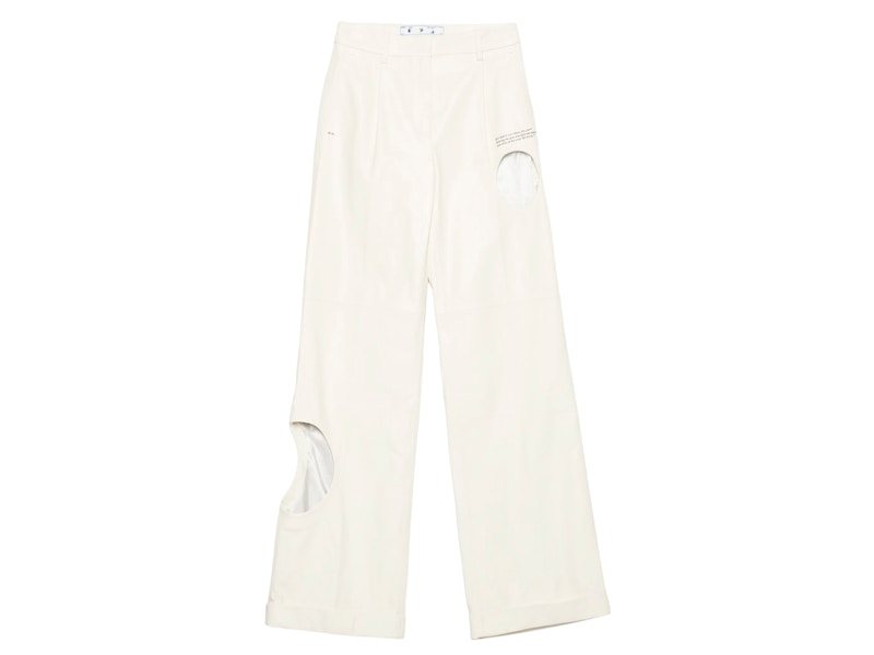 OFF-WHITE Leather Meteor Holes Formal Pants White