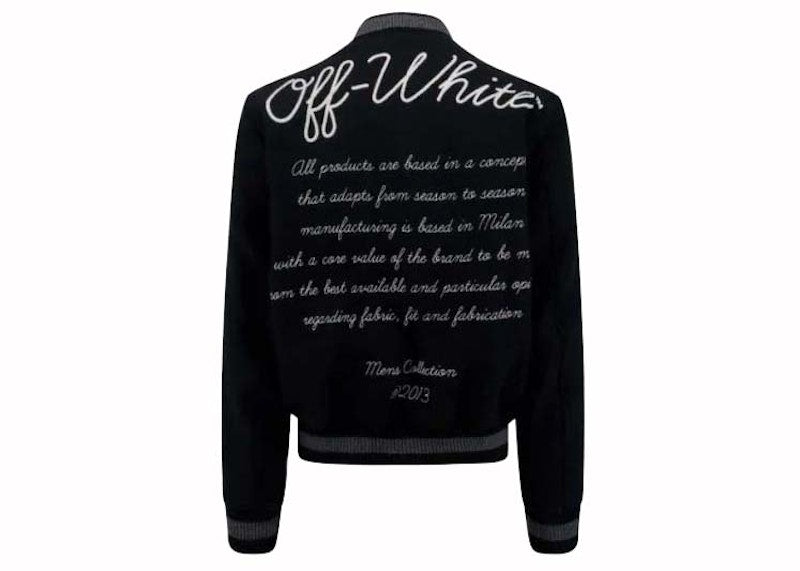 OFF-WHITE Logo-Applique Varsity Bomber Jacket Black