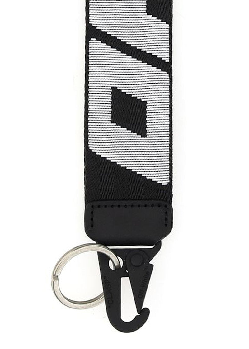 OFF-WHITE Logo Embellished Strap 2.0 Industrial Keyring Black White