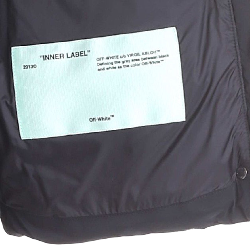 OFF-WHITE Logo Hooded Down Puffer Jacket Black/White