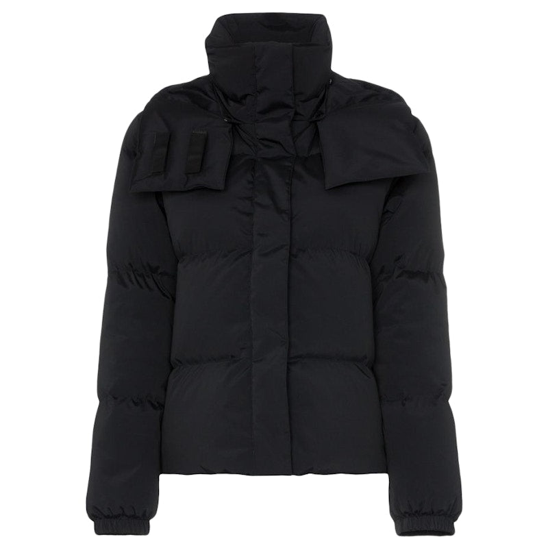 OFF-WHITE Logo Hooded Down Puffer Jacket Black/White