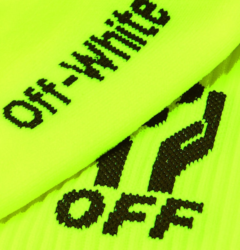OFF-WHITE Logo Intarsia Stretch Knit Socks (SS19) Neon Yellow/Neon Green/Black