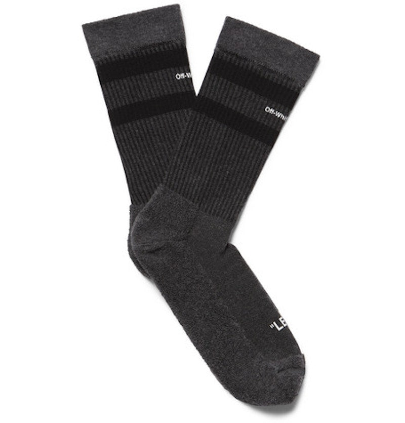 OFF-WHITE Logo Intarsia Stretch Socks (SS19) Charcoal/Green/White