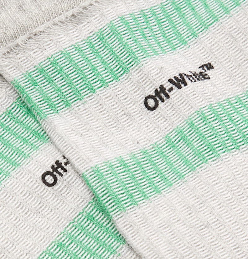 OFF-WHITE Logo Intarsia Stretch Socks (SS19) Light Grey/Navy/Green