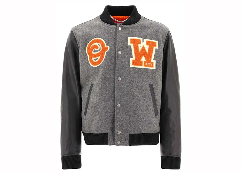 OFF-WHITE Logo Lettering Bomber Jacket Grey/Black