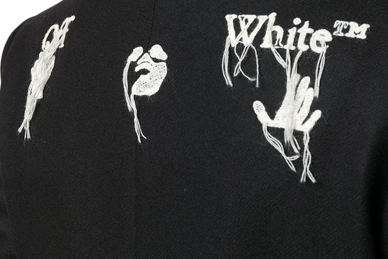 OFF-WHITE Logo Long Coat Black/White