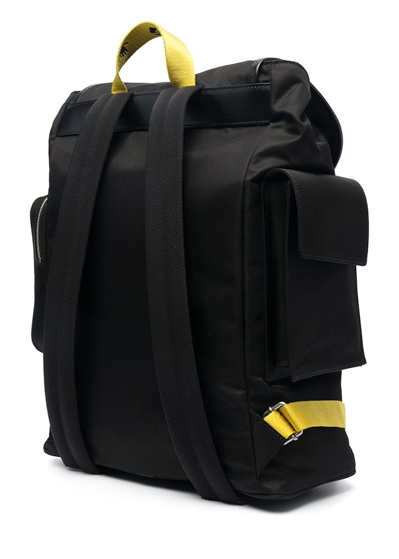 OFF-WHITE Logo Print Foldover Top Backpack Black Yellow