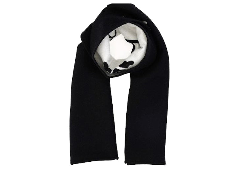 OFF-WHITE Logo-Print Knitted Wool Blend Scarf Black/White