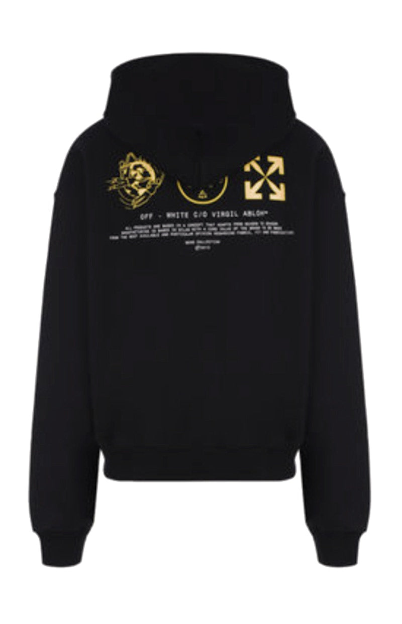 OFF-WHITE Logo Print L/S Hoodie Black Yellow