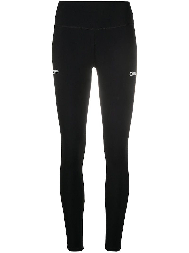 OFF-WHITE Logo Print Performance Leggings Black/White