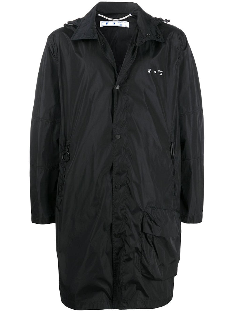 OFF-WHITE Logo Raincoat Black/White