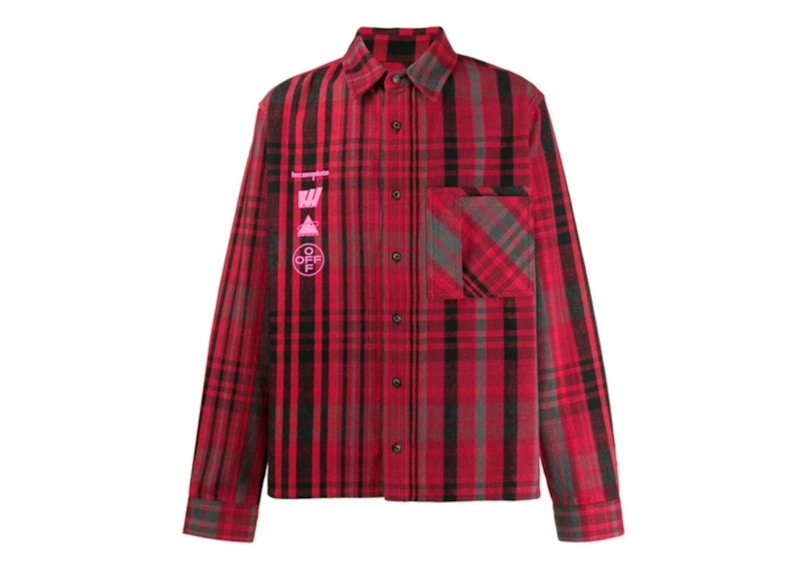 OFF-WHITE Mariana De Silva Checked Cotton Blend Flannel Shirt Red