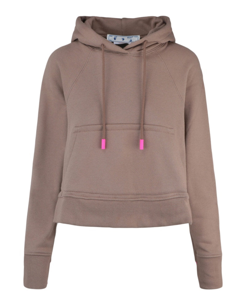 OFF-WHITE Monogram Cropped Hoodie Camel