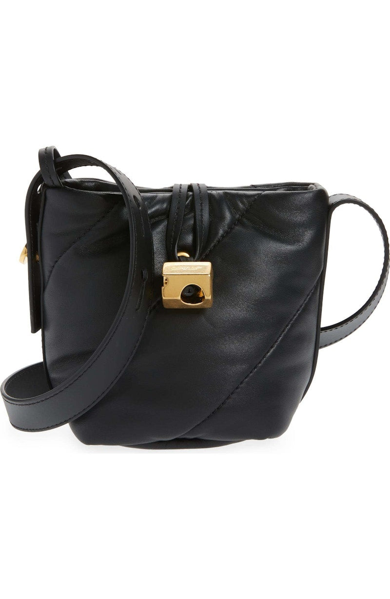 OFF-WHITE Nailed Quilted Leather Bucket Bag Black