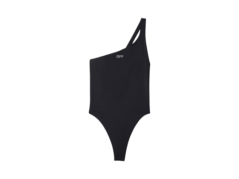 OFF-WHITE Off Stamp One Shoulder Swimsuit Black/White