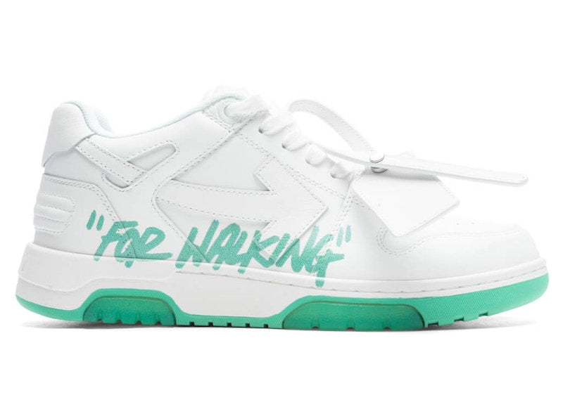 OFF-WHITE Out Of Office OOO "For Walking" Low Tops White Green