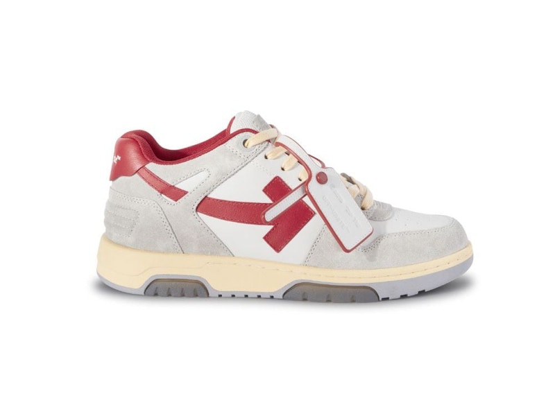 OFF-WHITE Out Of Office OOO Low Tops Light Grey Red