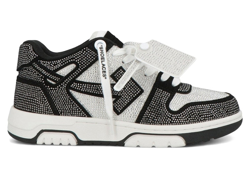 OFF-WHITE Out Of Office OOO Low Tops Strass Crystal Embellished Black White (Women's)