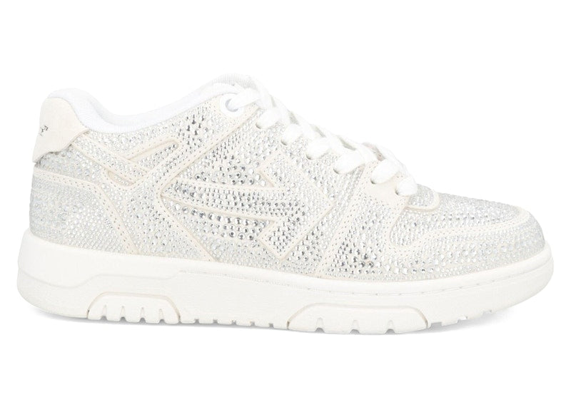 OFF-WHITE Out Of Office OOO Low Tops Strass Crystal Embellished White Silver (Women's)