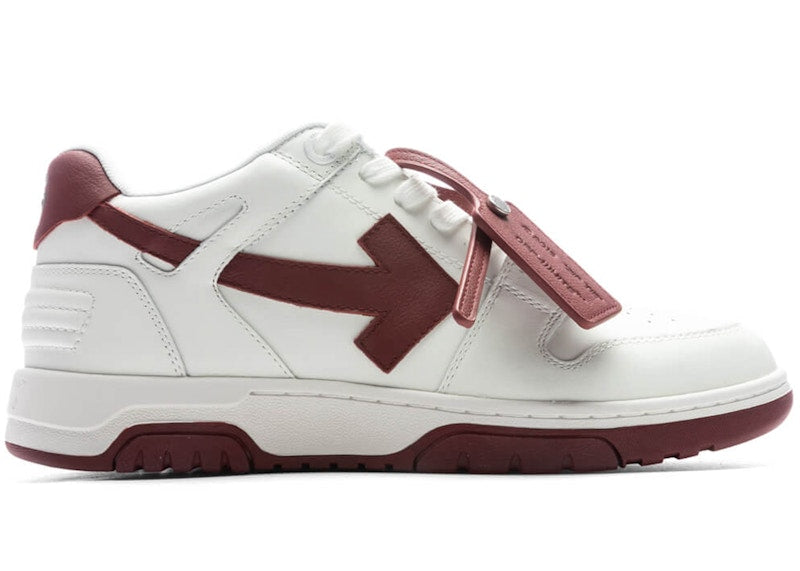 OFF-WHITE Out Of Office OOO Low Tops White Dark Burgundy
