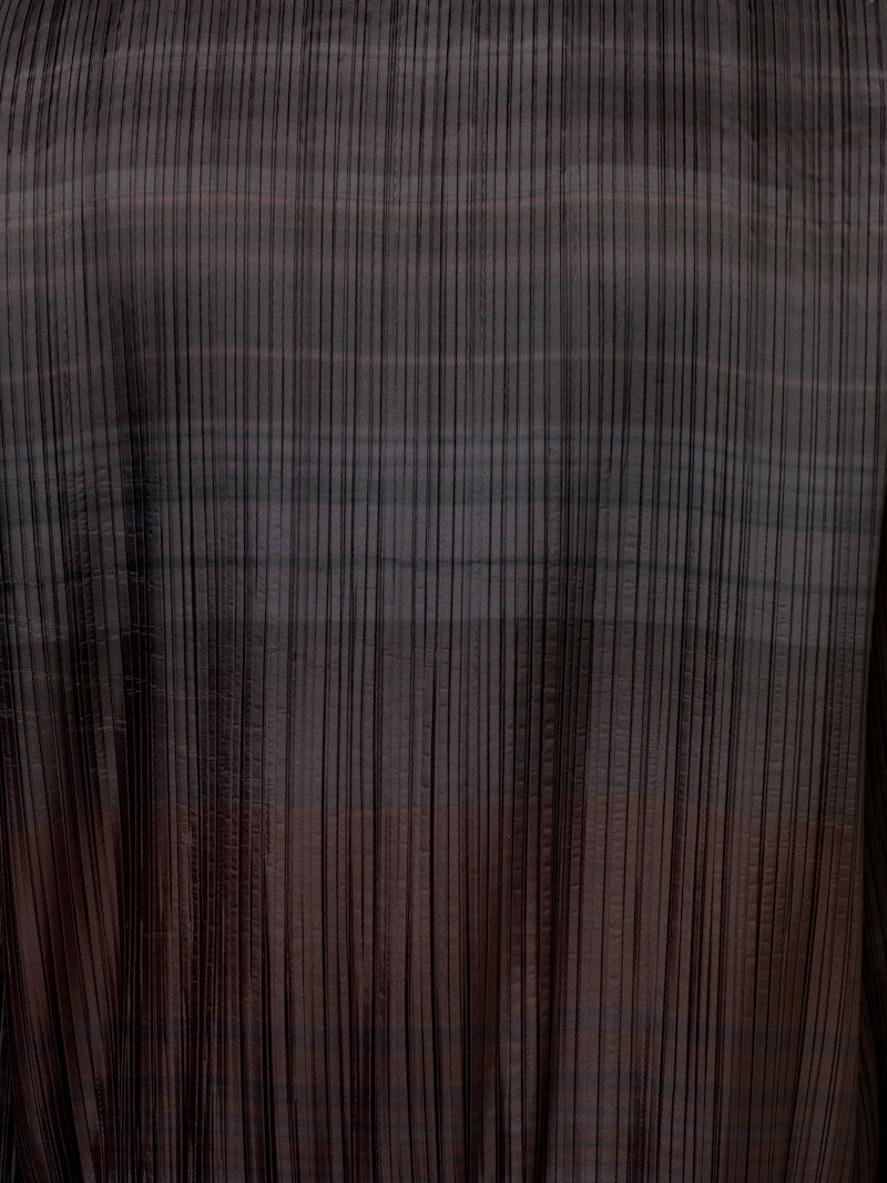 OFF-WHITE Oversize Fit Horizontal-Stripe Pleated Hoodie Brown