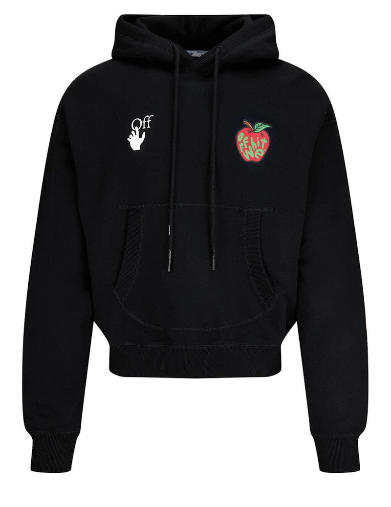OFF-WHITE Oversized Apple Print Arrow Hoodie Black