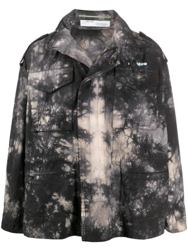 OFF-WHITE Oversized Fit Tie Dye Miltary Jacket Black