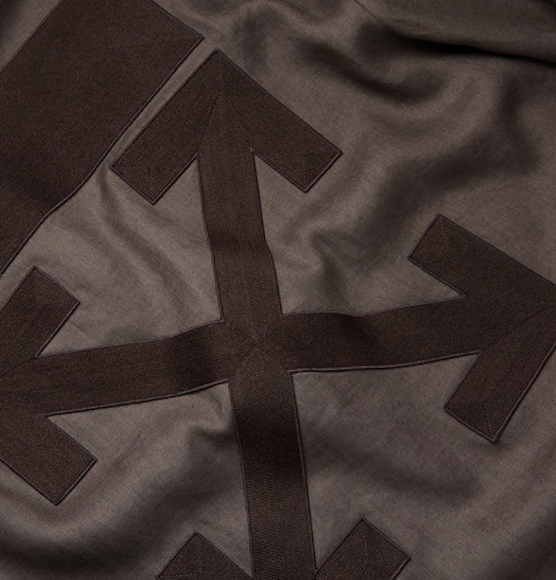 OFF-WHITE Oversized Logo Appliqued Trench Coat Brown
