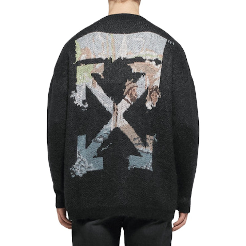 OFF-WHITE Oversized Logo Intarsia Sweater Multicolor