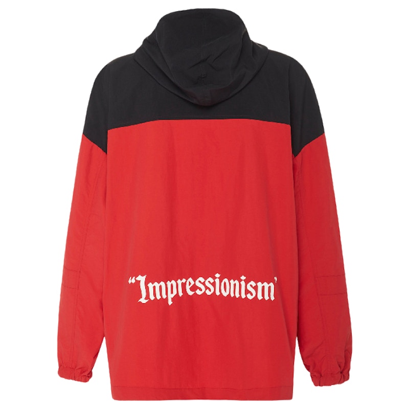 OFF-WHITE Oversized Two-Tone Shell Hooded Jacket Red/Black/White