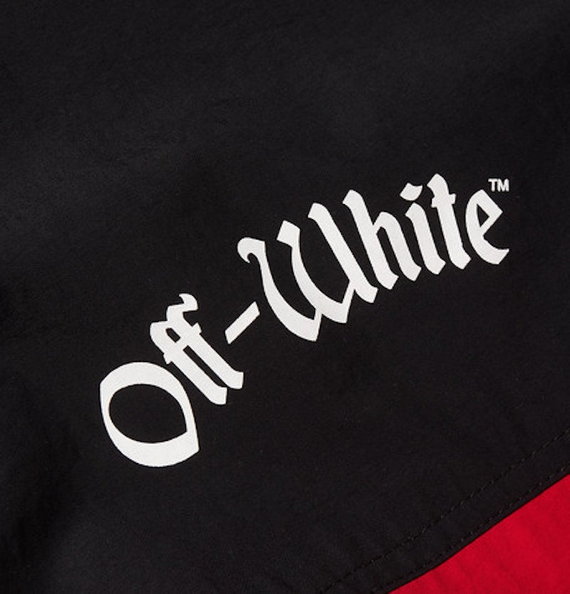 OFF-WHITE Oversized Two-Tone Shell Hooded Jacket Red/Black/White