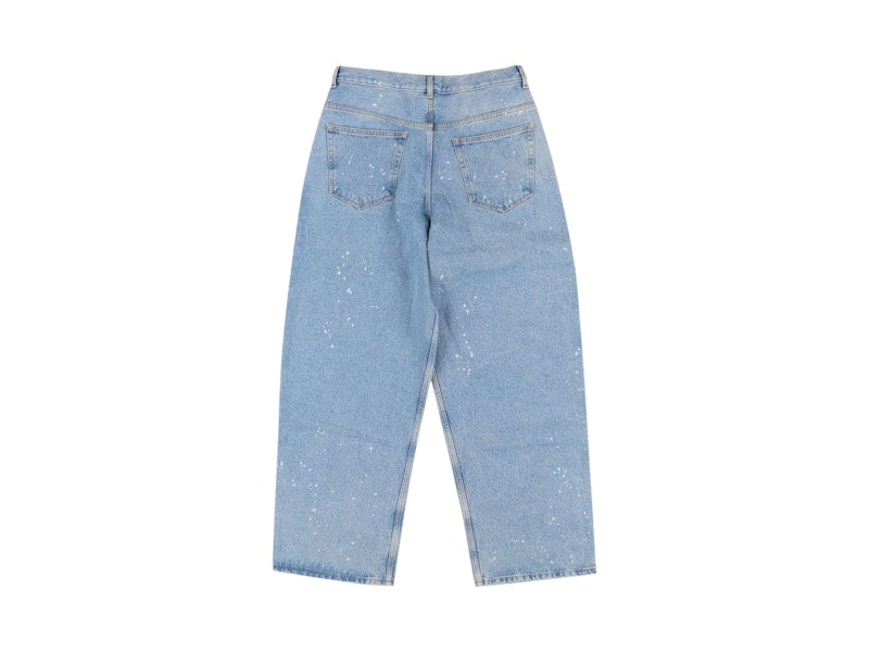 OFF-WHITE Paint Wide Leg Tapered Jeans Medium Blue