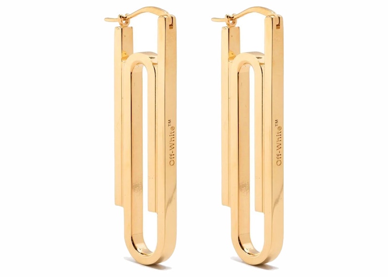 OFF-WHITE Paperclip Drop Earrings Gold