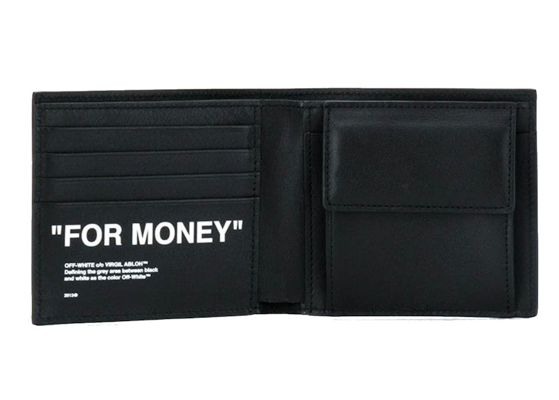 OFF-WHITE Printed Bi-Fold Wallet (4 Card Slot) "FOR MONEY" Black/White