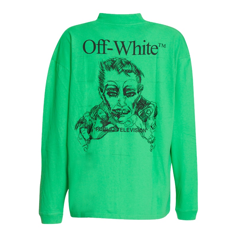 OFF-WHITE Public Television Long Sleeve T-shirt Green/Black