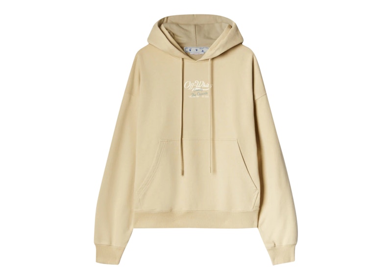 OFF-WHITE Script Logo Opp Over Skate Hoodie Beige