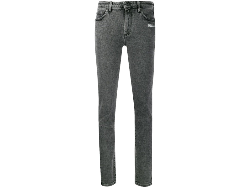 OFF-WHITE Skinny Denim Jeans Dark Grey/White